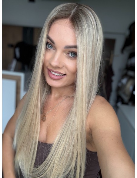 ANIA 55 CM "S" LACE FRONT+ MIKROSKÓRA-PERUKA LACE FRONT  Z WŁOSÓW NATURALNYCH PREMIUN