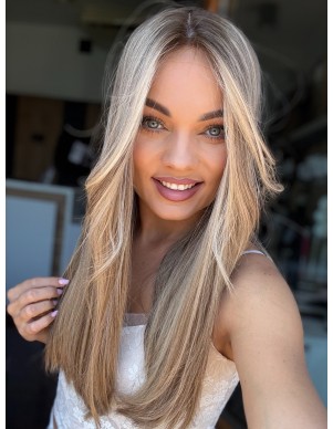 MILENA 55CM "S"LACE FRONT+MIKROSKÓRA DŁUGA PERUKA Z WŁOSÓW NATURALNYCH  PREMIUM 2